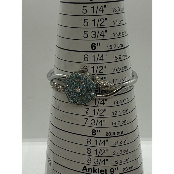 Bellagio BelTempo Fiori Floral Women Hidden Dial Bracelet Watch Silver Turquoise - Picture 4 of 9